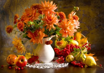 Enjoy Puzzle - Still Life with Orange Dahlias - 1000 Stukjes