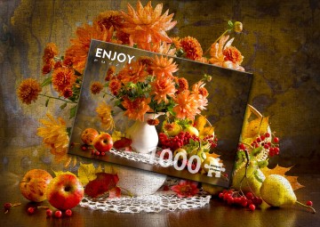 Enjoy Puzzle - Still Life with Orange Dahlias - 1000 Stukjes 6