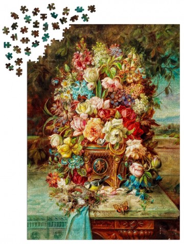 Enjoy Puzzle - Flowers Still Life with Blue Tit - 1000 Stukjes 4