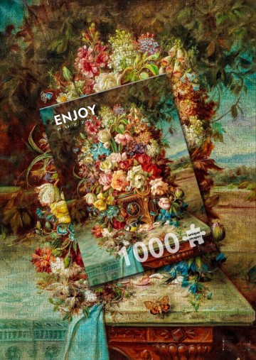 Enjoy Puzzle - Flowers Still Life with Blue Tit - 1000 Stukjes 6