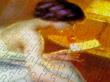 Enjoy Puzzle - Reading at Lamp Light - 1000 Stukjes 4