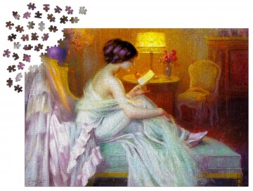 Enjoy Puzzle - Reading at Lamp Light - 1000 Stukjes 5