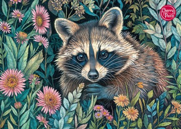 CherryPazzi - Raccoon in Flowers - 1000 Stukjes 4
