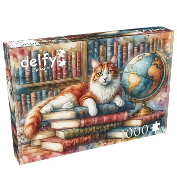 Delfy Puzzle - Books, Globe & Purrs - 1000 Stukjes 2