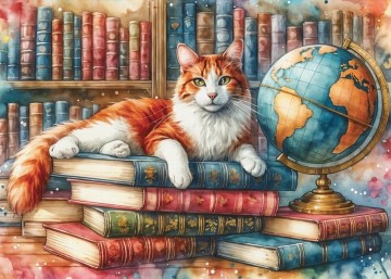 Delfy Puzzle - Books, Globe & Purrs - 1000 Stukjes