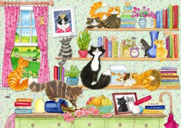 Gibsons - Catastrophe Cottage - Cats on the Bookshelves