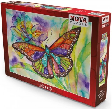 Nova Puzzle - Colorful Butterfly Aquarel - 1000 Stukjes 2