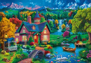 Bluebird Puzzle - Colourful House Near the Lake - 1000 Stukjes