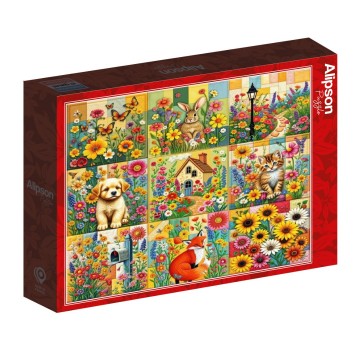Alipson Puzzle - Cottage Garden Nine Patch Quilt Block - 1000 Stukjes 2