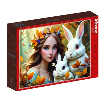 Alipson Puzzle - Lady and Bunnies - 500 Stukjes 2