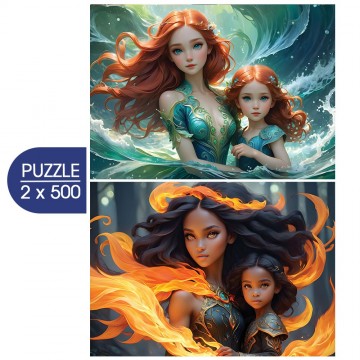 Alipson Puzzle - L'eau et le Feu - 2 x 500 Stukjes