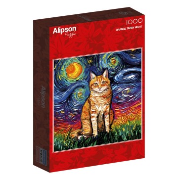 Alipson Puzzle - Orange Tabby Night - 1000 Stukjes 2