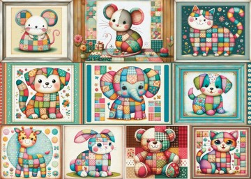 Delfy Puzzle - Patchwork Animal Parade - 1000 Stukjes
