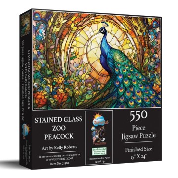SunsOut - Stained Glass Zoo Peacock - 550 Stukjes 2