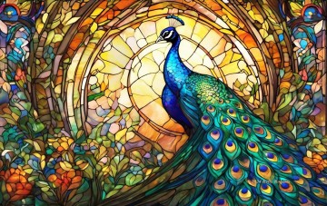 SunsOut - Stained Glass Zoo Peacock - 550 Stukjes