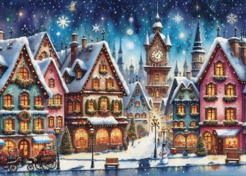 JaCaRou Puzzle - Twinkling Holiday Streets - 1000 Stukjes
