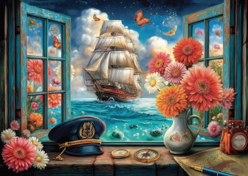 Delfy Puzzle - Window Sea View - 1000 Stukjes